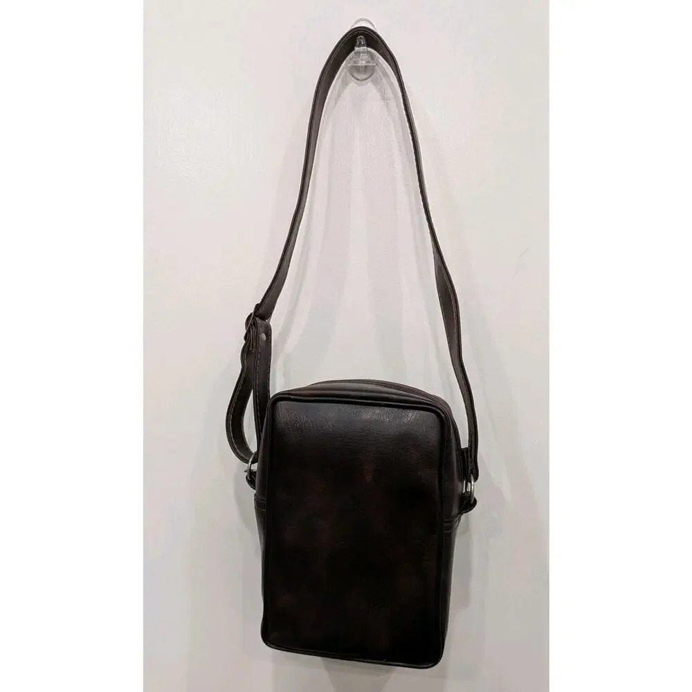 Vintage Camera Bag Dark Brown Faux Leather Padded Tech/Travel/Accessory/Gear